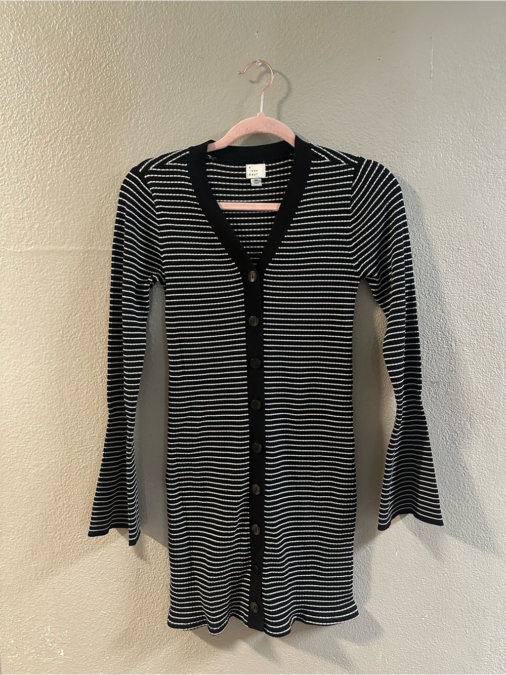 Target A New Day Women's Button-Up Midi Sweater Striped Dress with Boho Sleeves